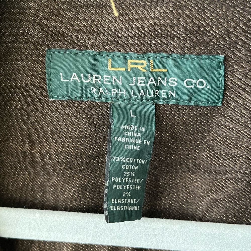Lauren Ralph Jeans Co Brown Corduroy Collar Denim Jean Jacket Womens Size L - Picture 10 of 16